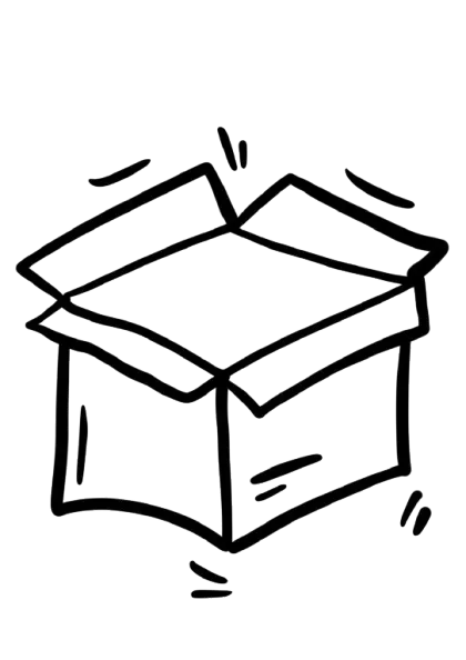 Liniensymbol für Karton, Paket, Päckchen, Lieferung, Logistik, handgezeichnet auf weißem Hintergrund